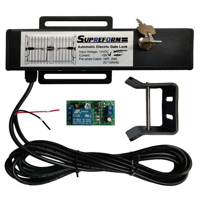 Supreform Universal 12VDC(NOT 24VDC) Outdoor Automatic Electric Gate Lock for Swing Gate Opener Operator Automatic Gate Openers, Fail Secure Gate Lock, UL Listed Cable - Image 1